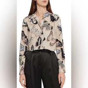 Butterfly Print Blouse - Cream